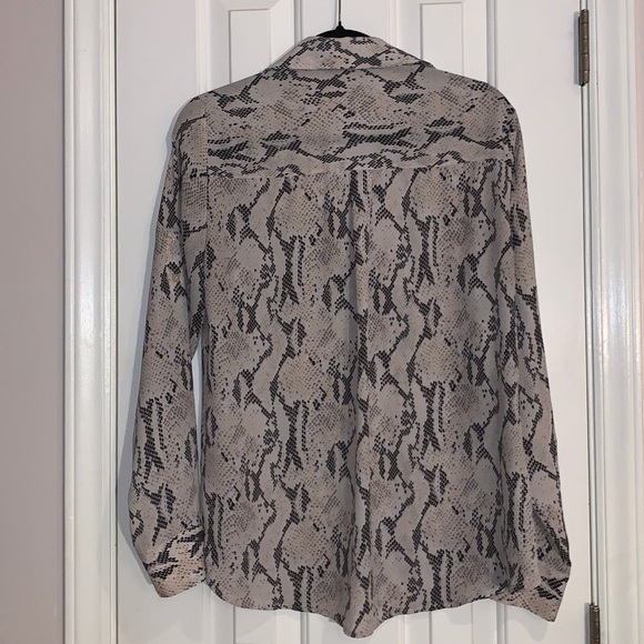 Express Snakeskin semi sheer button up shirt, light pink black gray off white - Picture 6 of 15